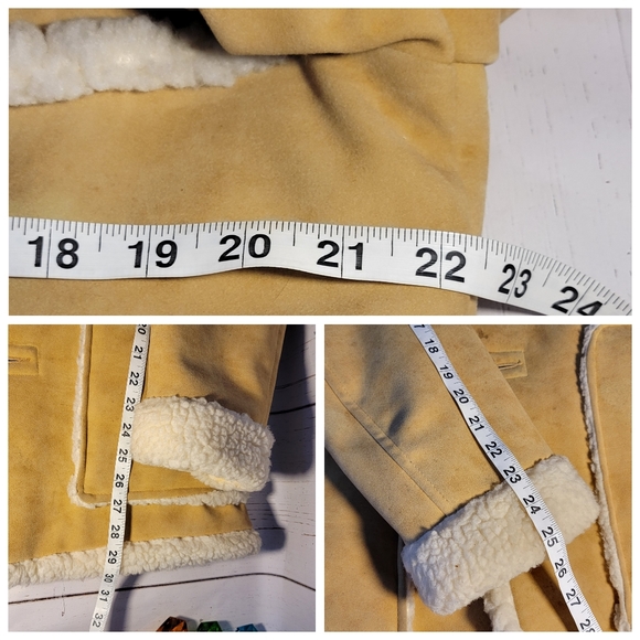 Suede Sherpa Lined Vintage 70's Heavy Winter Cold Weather Button Down Coat 40 - Picture 16 of 16